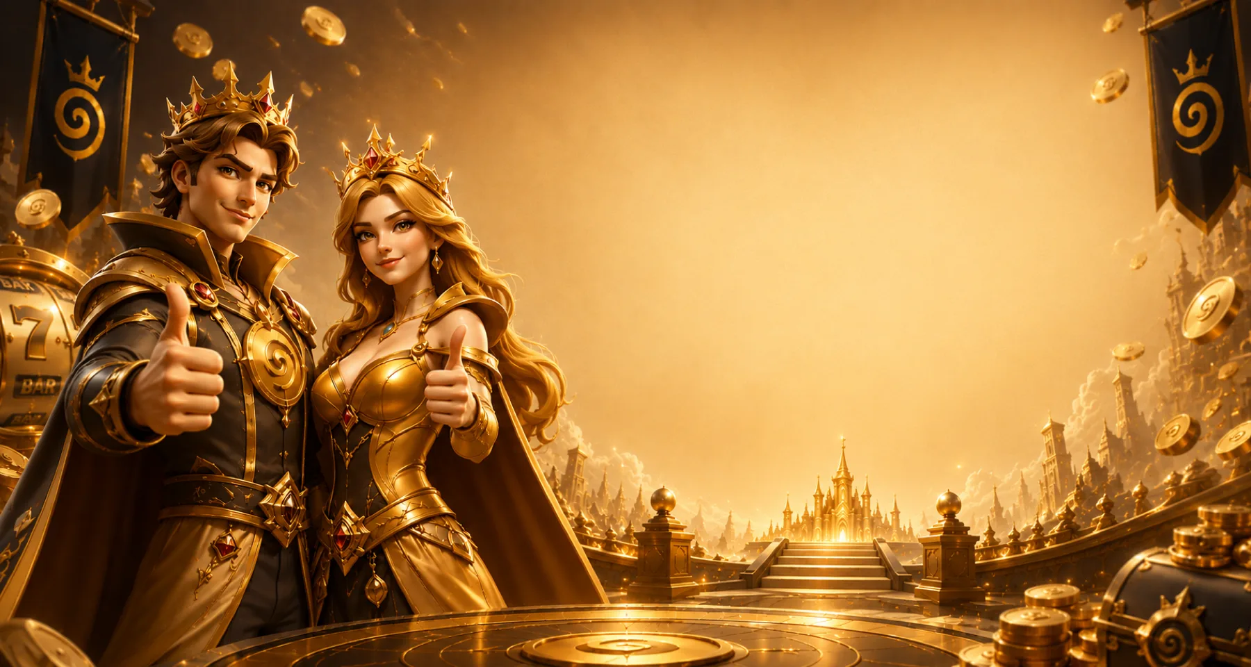 Royal hosts celebrating the free Golden Spin Realm experience